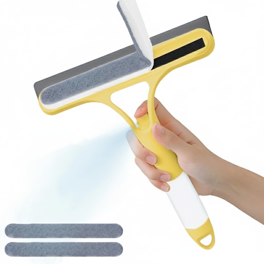 Pro 3 in 1 Window Cleaning Scraper, with 2 Replaceable Cleaning Cotton Strips 3 in 1 Spray Squeegee, Window Squeegee, Suitable for Cleaning Bathroom