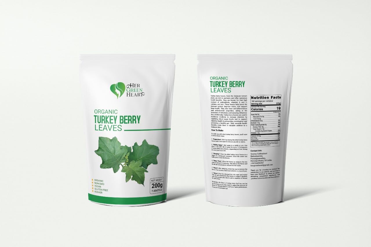 Turkey Berry Leaves - 100% Pure, Dried, Organic Leaves for Cooking, Herbal Use, and Natural Recipes