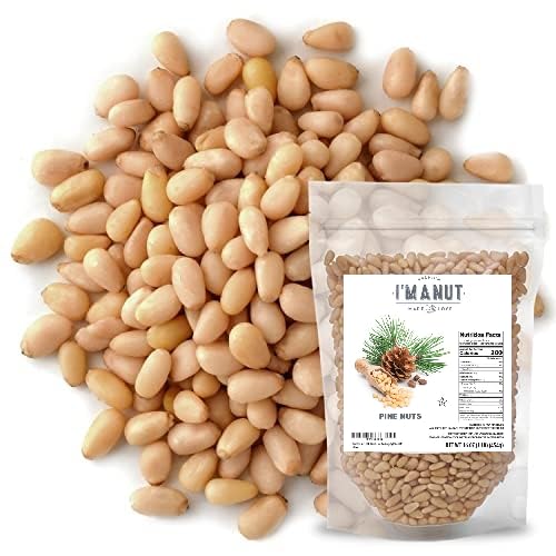Premium Raw Pine Nuts 16oz (1 lb.) Non-GMO, No Additives Batch Tested Gluten & Peanut Free, Resealable Pouch for Freshness, Unsalted Pine Nuts