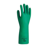 Ansell 100016 Sol-Vex 37-175 Unsupported Nitrile Flock Lined Gloves, 0.17" Height, 14" Length, 7" Wide, Size 10, Green (Pack of 12)