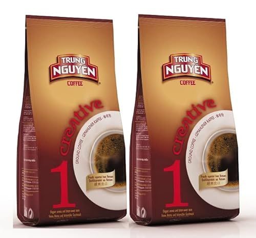 Trung Nguyen - Creative 1 Coffee - Roasted Ground Coffee - 100% Culi Robusta - Single, Unsplit, Peaberry - Dark, Strong, & Full-bodied - Sweet
