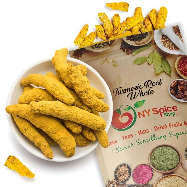 NY SPICE SHOP Turmeric Root Whole - Whole Raw Roots - Natural Haldi Spice - Naturally Grown Dried Pure Yellow Turmeric Sticks - 3 pound