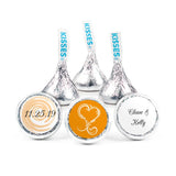 108ct Personalized Swirl Heart DIY Wedding Kiss Stickers (Tangerine)