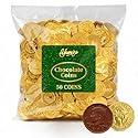 Gold Chocolate Coins, 50 Pack of Gold Chocolate Coins Bulk, Ideal Coin Candy for Themed Parties, Events and Celebrations, Perfect for Gift Bags