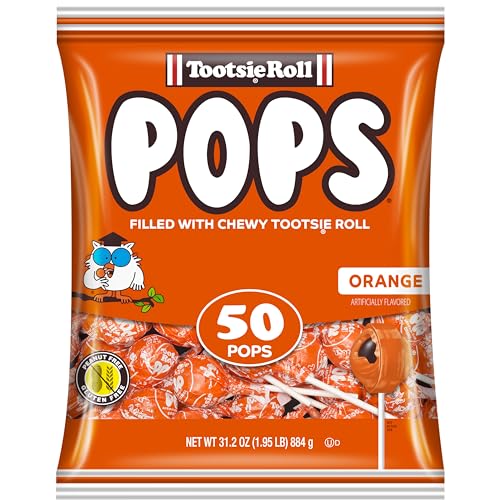 Tootsie Pops Single Flavor Bag - Orange Flavored Lollipops with Chocolatey Center - Individually Wrapped Hard Candy - Orange Candy - Peanut Free