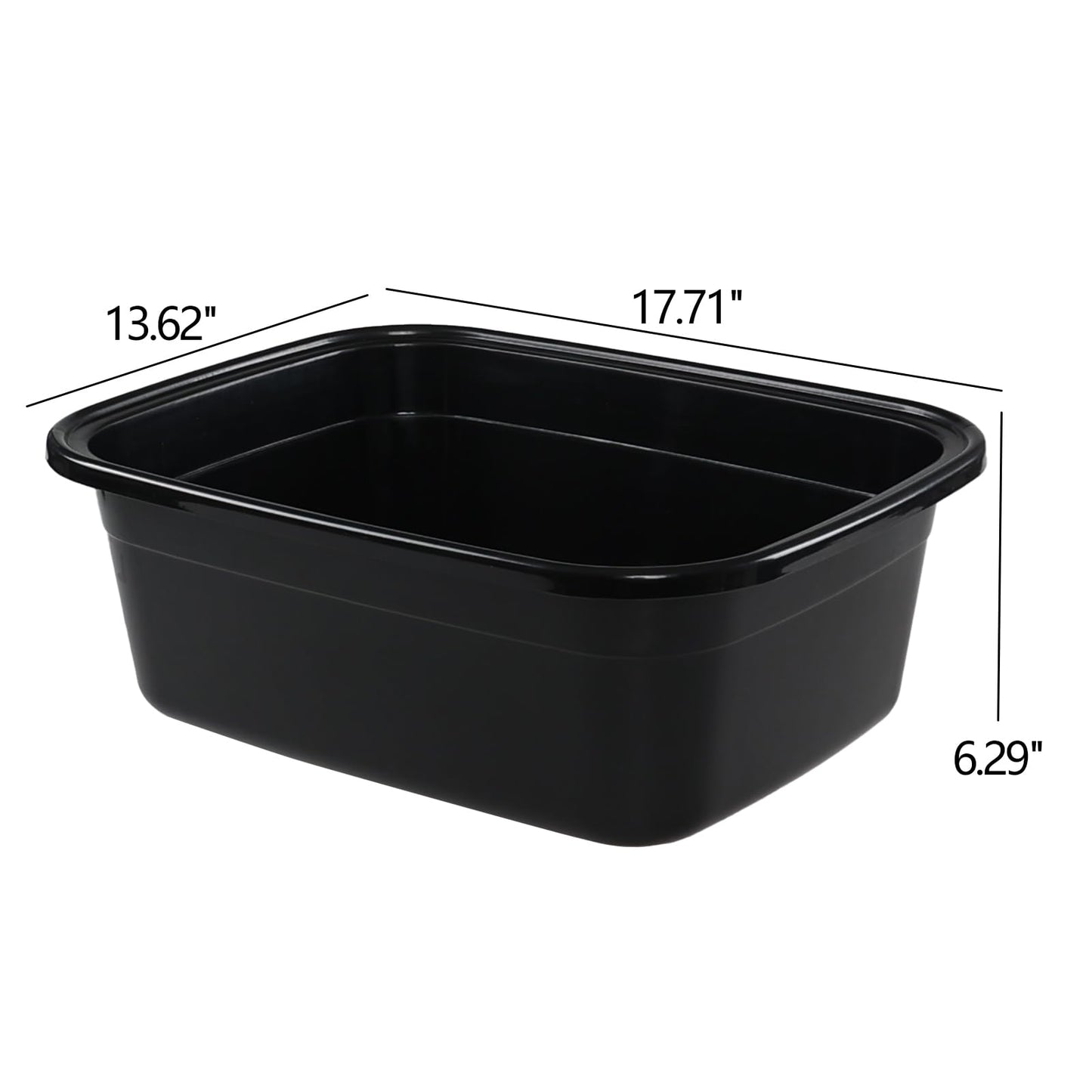 Taysisiter 18 Quart Plastic Rectangular Dish Pan, Black Washing Basin, 2 Packs