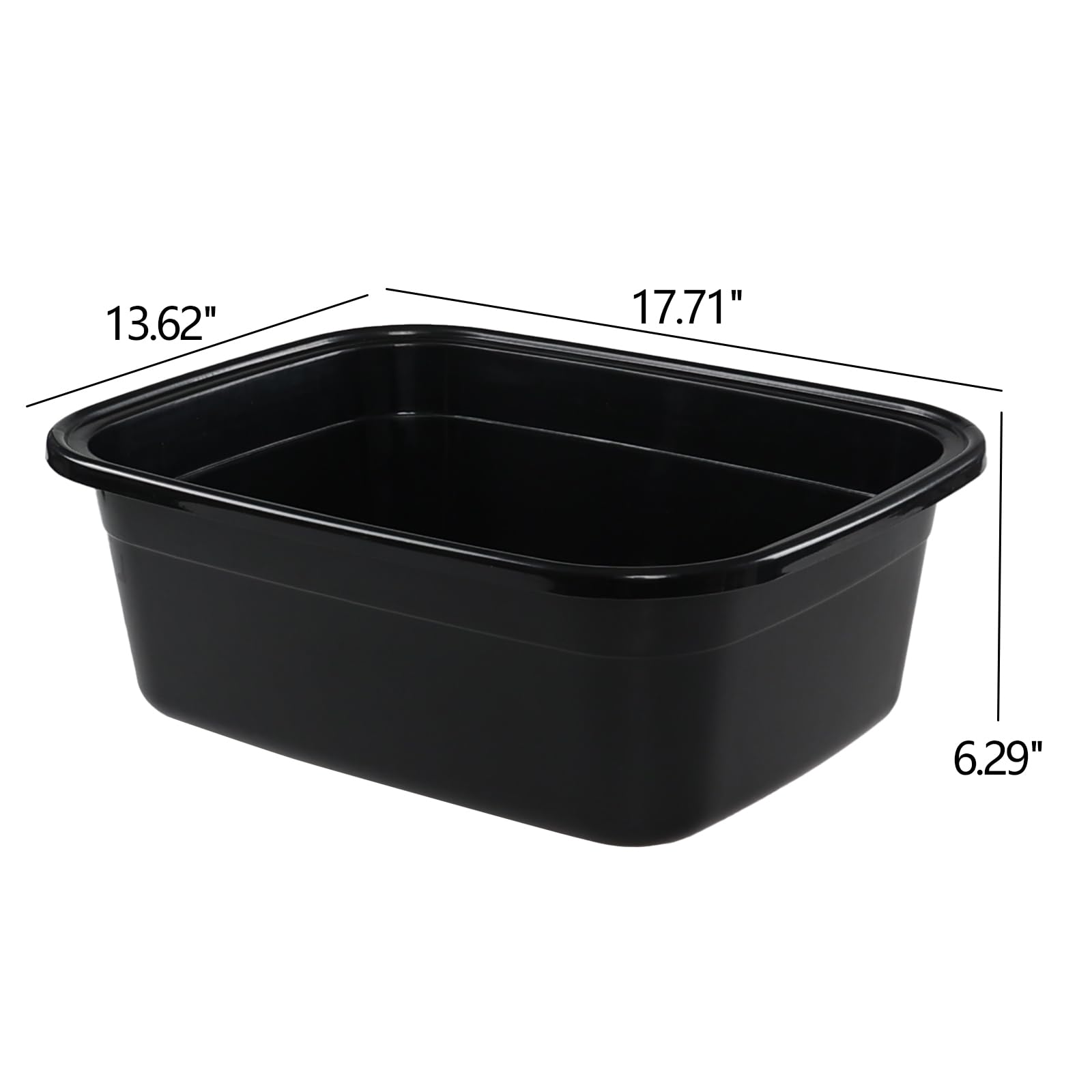 Taysisiter 18 Quart Plastic Rectangular Dish Pan, Black Washing Basin, 2 Packs