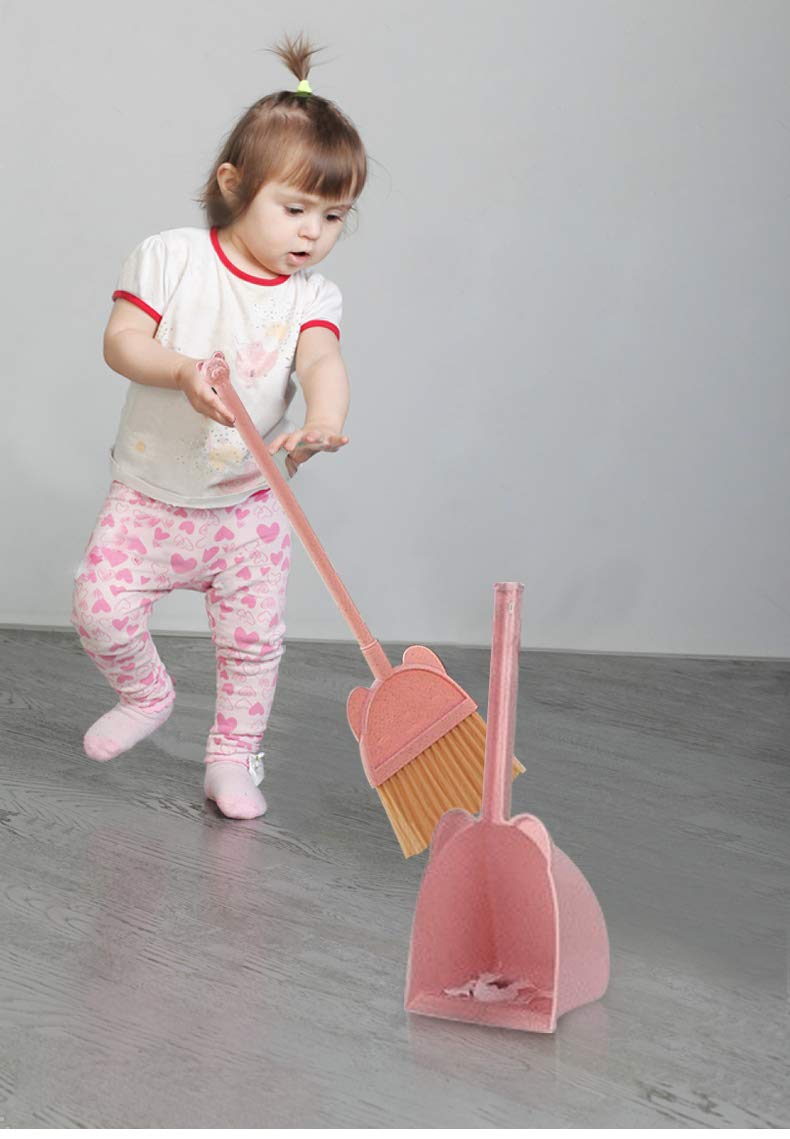 MAYEV Mini Broom with Dustpan for Kids,Little Housekeeping Helper Set (Pink)