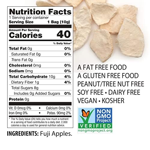 Brothers All Natural Freeze Dried Fruit Crisps, Fuji Apple & Cinnamon, 0.35 Oz (Pack of 24), Made with 100% Fruit, Gluten Free, Soy Free, Vegan