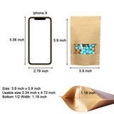 100 Pcs Resealable Stand Up kraft Paper Bags with Window for Packaging Products, Reusable Zip Lock Food Storage Pouch Bags (3.9" x 5.9")