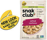Snak Club Roasted & Salted Cashews, 4 Ounce (Pack of 6)
