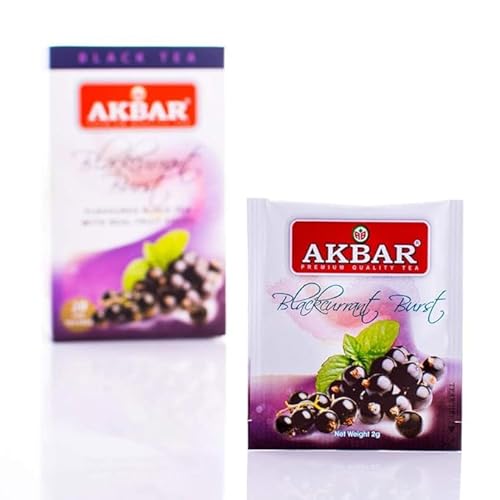 Akbar Flavoured Teas With Real Fruit Pieces - 20 Foil Tea Bags (Blackcurrant Burst)