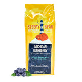 Sleepy Bear Michigan Blueberry Ground Coffee - Flavored Light Roast Arabica Fruit-Flavored Coffee with Real Blueberry Taste No Sugar Added 16oz