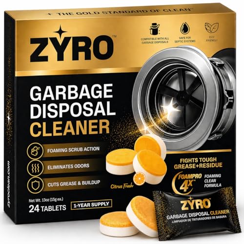 Garbage Disposal Cleaner and Deodorizer | 24 Pack | Kitchen Sink Cleaner Tablets | Eliminates Odor | Fights Grease & Buildup | Foaming Scrub Action |