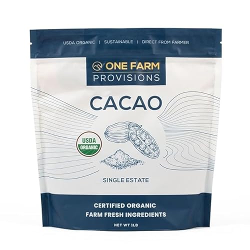 One Farm by WAAYB Organic Cacao, Single Estate, Non-GMO, Fair-Trade, Vegan, Gluten Free, 100% Raw Rizek Cacao in Resealable Bag for Cooking, Smoothies, Lattes & Baking (1 lb, Powder)