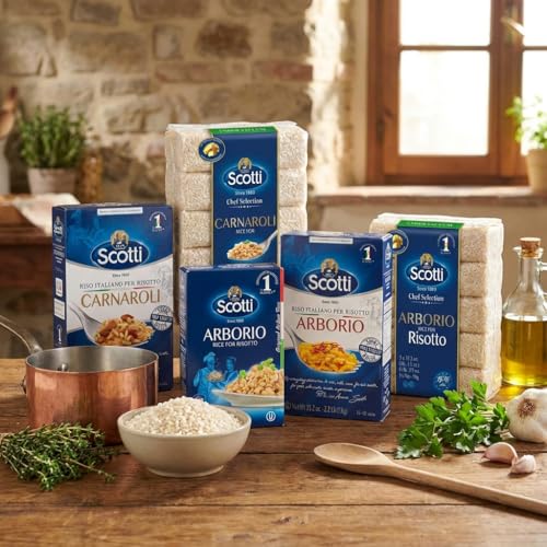 Arborio Rice, Risoto Rice, 100% Italian, 2.2 Lb (1 kg) Chef Selection, Recipe Included For Easy Preparation, Gluten Free, Non-GMO, Vacuumed Packed, Riso Scotti