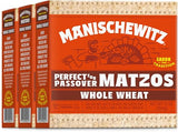 Manischewitz Unsalted Whole Wheat Matzo, 10 oz (3 Pack) Thin, Crisp & Delicious | Certified Kosher - Including Passover | Just 2 Ingredients!