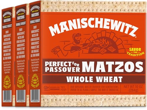 Manischewitz Unsalted Whole Wheat Matzo, 10 oz (3 Pack) Thin, Crisp & Delicious | Certified Kosher - Including Passover | Just 2 Ingredients!