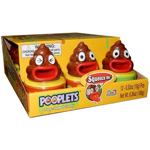 Kidsmania Pooplets Poop Emoji Shaped Candy Toy - Display Box of 12 Count