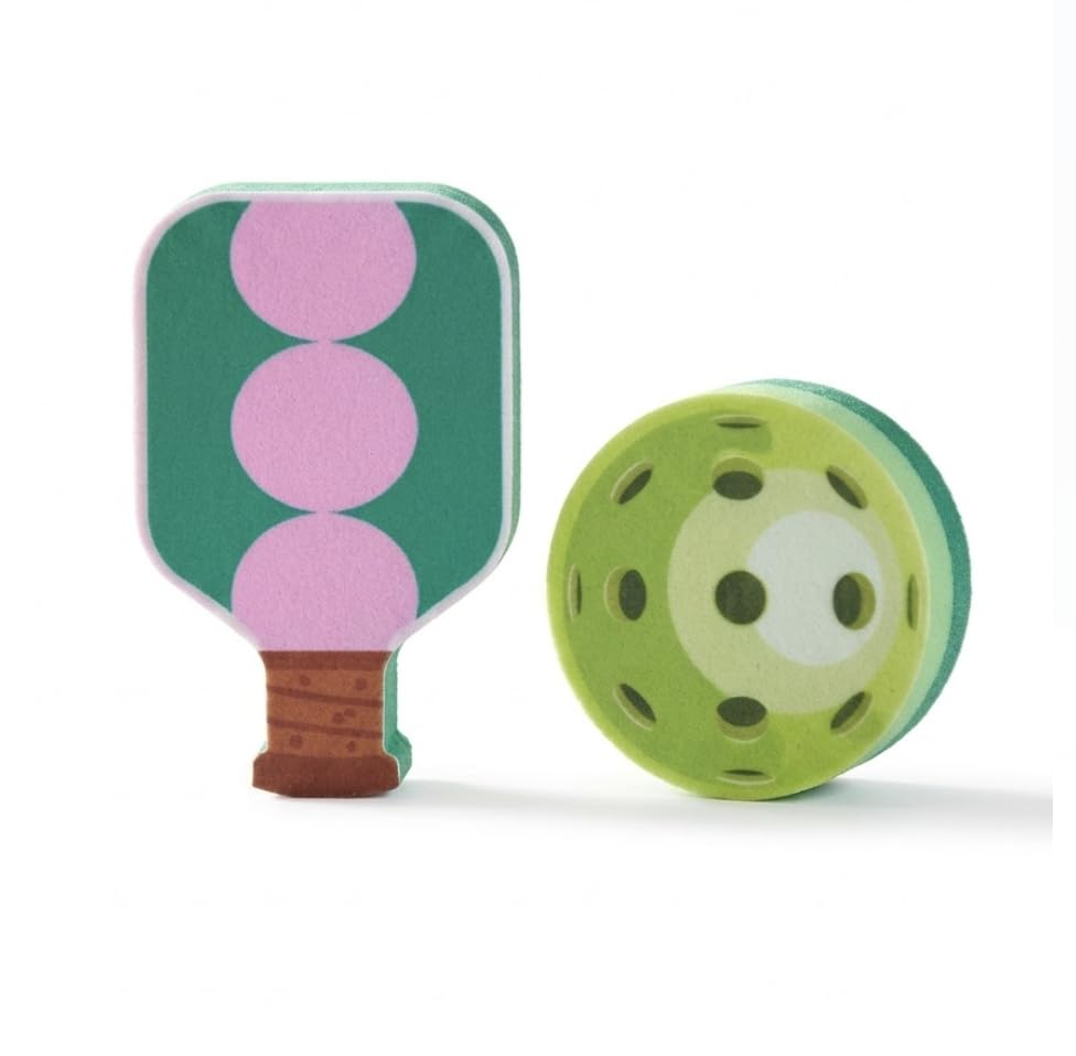 Linhome Pickleball Kitchen Dish Sponges, 2 Pack, Pickleball Paddle & Ball Shapes, Durable Layered Sponges, Non-Scratch, Quick-Dry, Fun Kitchen Gift