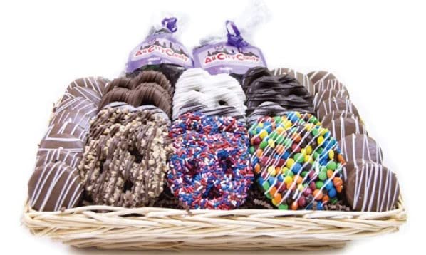 All City Candy's Cravings Collection Gourmet Hand Dipped Chocolate Covered Pretzels and Cookies Basket