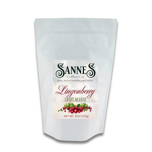 Sannes Coffee, Norwegian Lingonberry Light Roast Coffee, 8oz Ground