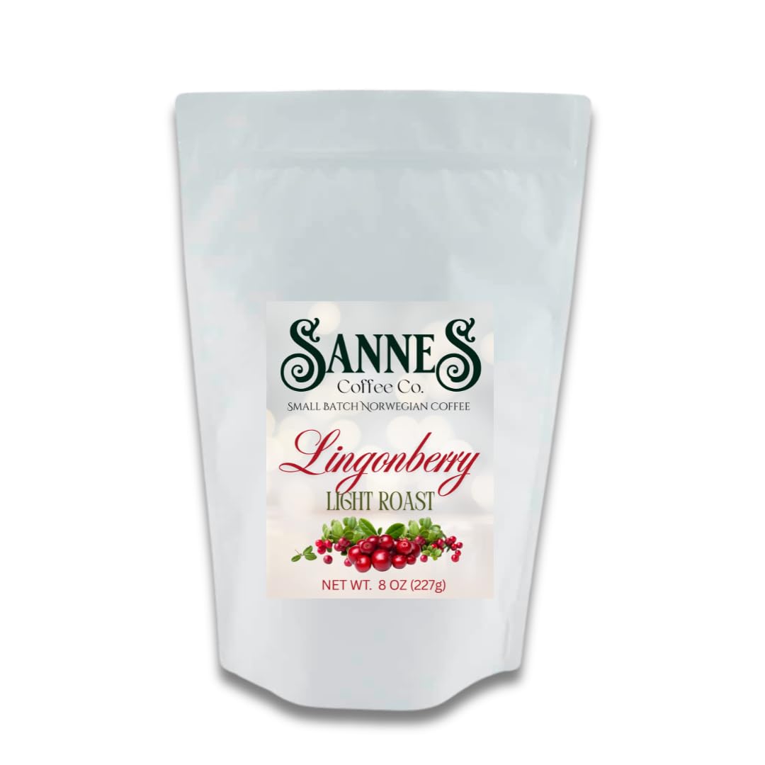 Sannes Coffee, Norwegian Lingonberry Light Roast Coffee, 8oz Ground