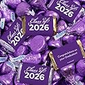 124 Pcs Purple Graduation Candy Assortment - Class of 2026 Assorted Wrapped Miniatures & Purple Foiled Kisses For Party Favors, Buffets And Gifts (1.5