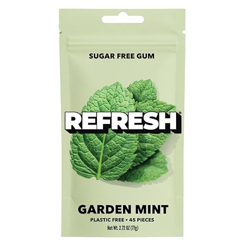 Refresh Gum, Sugar Free, Natural, Xylitol, Aspartame Free Chewing Gum, Natural Flavors & Organic Ingredients, Plastic Free, Non GMO, Gluten Free