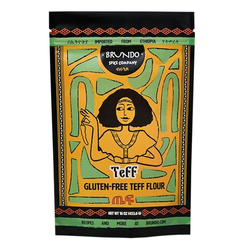 Brundo Ethiopian Spice Company | Gluten Free Teff Flour | Hand Picked & Processed Authentic Powdered Ethiopian Teff Grain | Harvested in and Imported