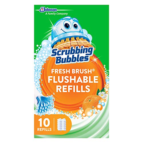 Scrubbing Bubbles Flushable Toilet Bowl Wand Cleaner Refills, Fresh Brush Cleaner Toilet Refill Pads, Removes Limescale & Odors, Citrus Scent, 10