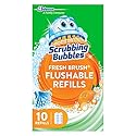 Scrubbing Bubbles Flushable Toilet Bowl Wand Cleaner Refills, Fresh Brush Cleaner Toilet Refill Pads, Removes Limescale & Odors, Citrus Scent, 10