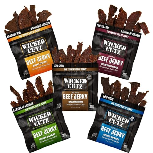 Beef Jerky Variety Pack | 5 Flavors & Up to 36g Protein Per Bag | Exceptionally Tender, Bold Flavors, USA Made, High Protein Carnivore Snacks | Jerky
