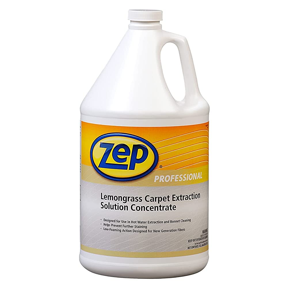 Zep Lemongrass Carpet Extraction Solution Concentrate - 1 Gallon (Case of 4) 1041398 - Helps Prevent Stains and Leave No Residue