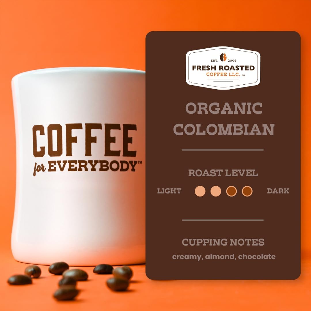Fresh Roasted Coffee, Organic Colombian Drip Ground Coffee, Medium Roast, USDA Organic, 100% Single Origin, Kosher, 12 oz