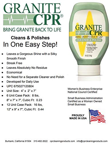 Granite CPR (Value 2-Pack of 18oz Bottles) - 2-in-1 Cleaner & Polish is Gentle Enough for Daily Use & Tough Enough to Restore Granite, Marble, & Stone