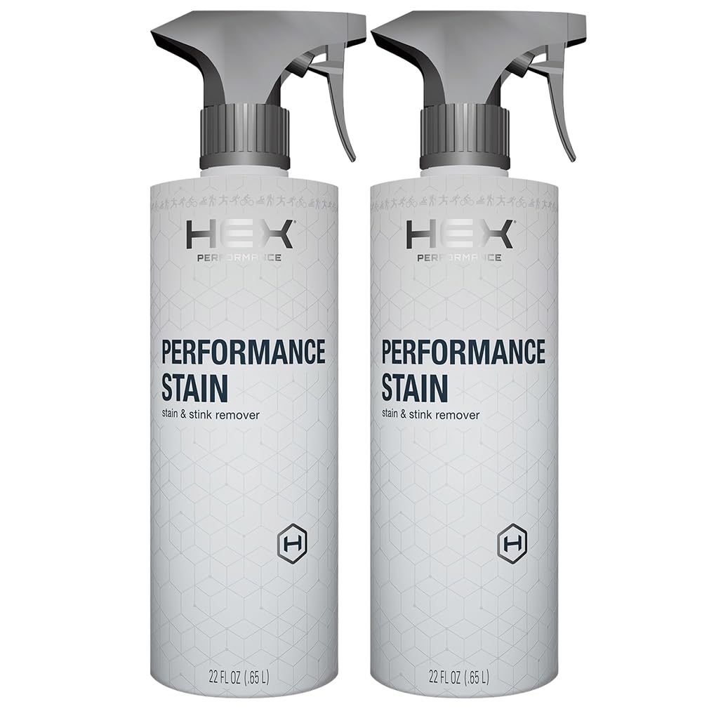 HEX Performance Stain & Stink Remover Spray, Unscented, 44oz (Pack of 2) - Activewear Laundry Pre-Treat for Odor & Tough Stains, Sweat, Grass, Blood
