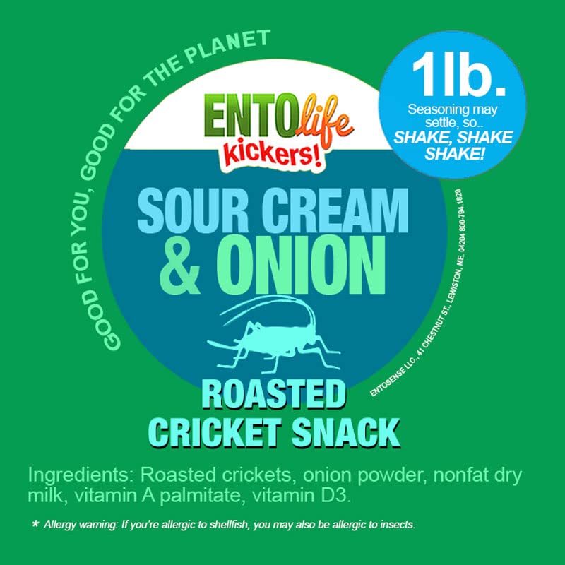 Sour Cream & Onion Roasted Edible Crickets - Pound Size - Pound Size - Crickets you can eat - Farm raised for human consumption, 16 Ounce