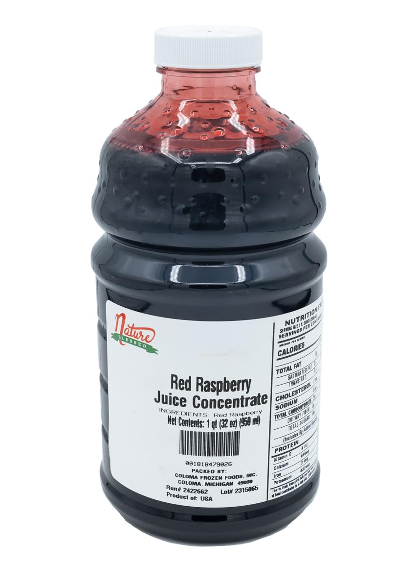 Nature Blessed 100% Pure Red Raspberry Concentrate - 1 Quart (1/32 fl oz bottle), Applications: Home Wine Making, Brewing, Mead, Smoothies, Making