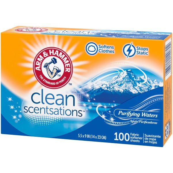 Arm & Hammer Fabric Sheets 100Ct Purifying Water Pack (3)