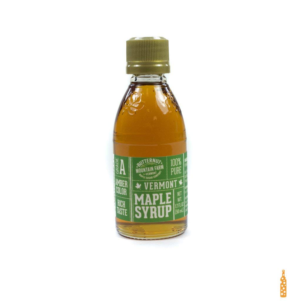 Butternut Mountain Farm 24-Pack Pure Vermont Maple Syrup Nips - 1.7 oz Glass Bottles, Grade A Amber, Non-GMO, Kosher, Gluten-Free, Vegan