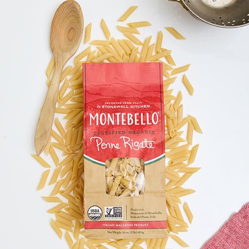 Montebello, Organic Penne Rigate Premium Italian Pasta, 16 oz.