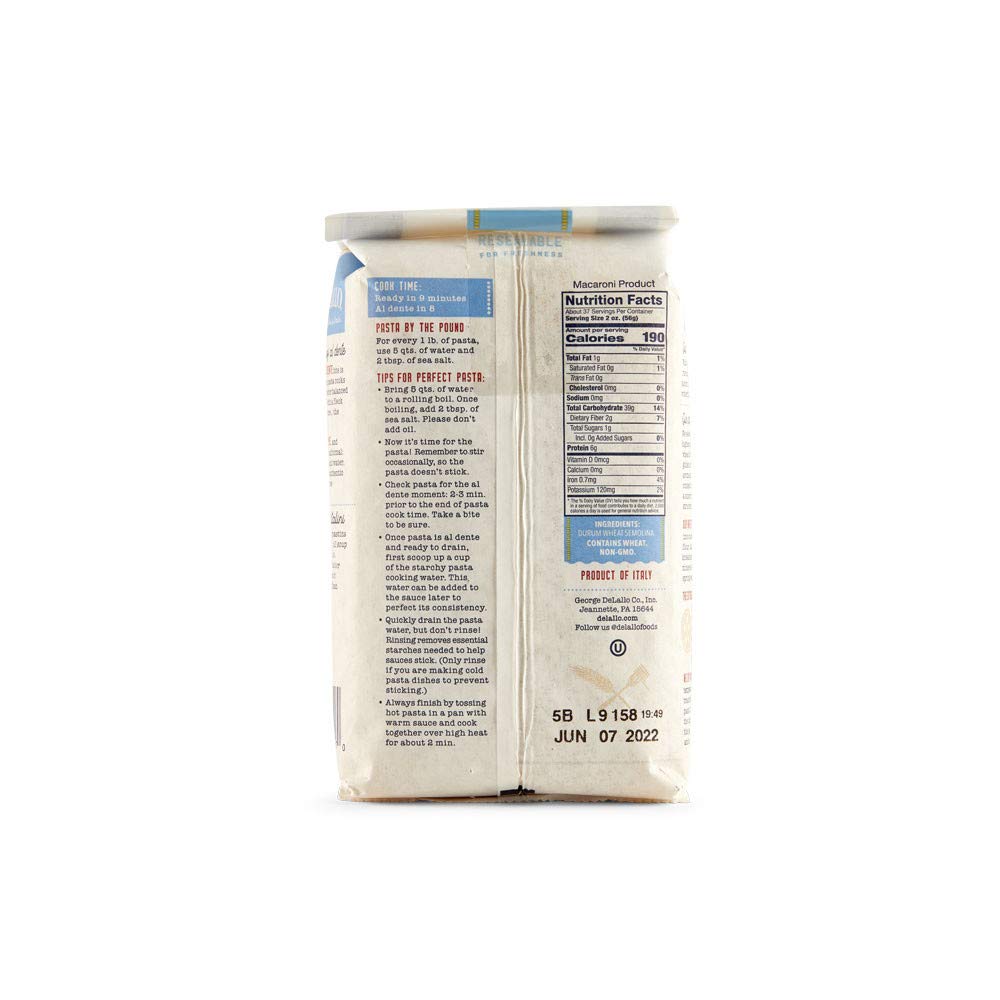 George E Delallo Co Inc Pasta, Ditalini Rigati #57, 16-Ounce (Pack of 8)