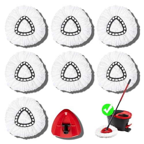 8-Pack Mop Heads Replacements for Ocedar EasyWring 1 Tank,Microfiber Spin Mop Refills, Deep Cleaning, Easy to Replace, Machine Washable