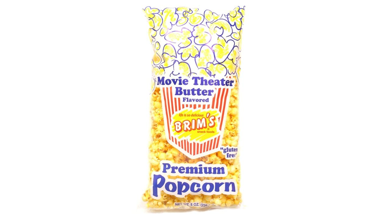 Brim's Butter-Flavored Movie Theater Premium Popcorn, Gluten Free 8 oz. Bags (TOTAL- 2) Bags, 8.0 ounces, 4.0 Ounce