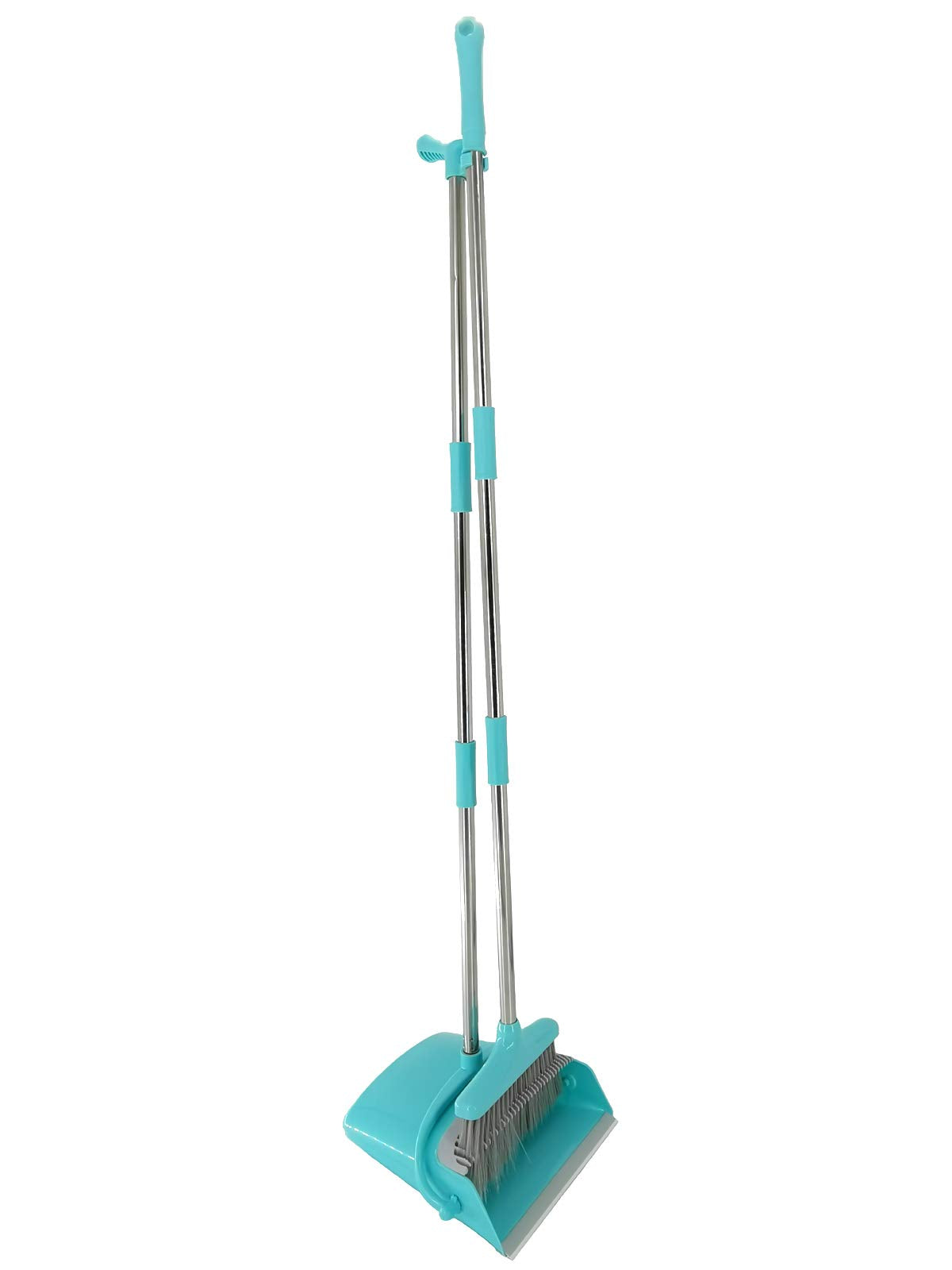 Xifando Extendable Long Handle Broom and Dustpan Set, Stainless Lightweight Upright Standing Broom and Dustpan Combo for Kitchen Lobby Office Living