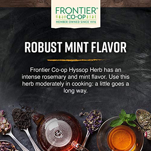 Frontier Co-op Organic Hyssop Herb, Cut & Sifted, Natural Dried Leaves - Bulk Bag for Hyssop Tea, Soup, Salads and More, Kosher | 16 Ounce (Pack of 1)