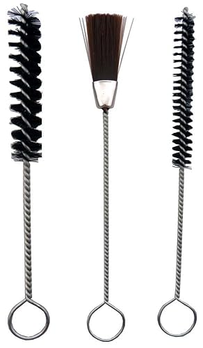 GRID 3 Piece Long Pipe Cleaning Brushes | 7½" (19 cm) Length | Wire-Wrapped & Broom Shaped | Designed for Spray Guns, Airbrushes & Electronics