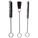 GRID 3 Piece Long Pipe Cleaning Brushes | 7½" (19 cm) Length | Wire-Wrapped & Broom Shaped | Designed for Spray Guns, Airbrushes & Electronics