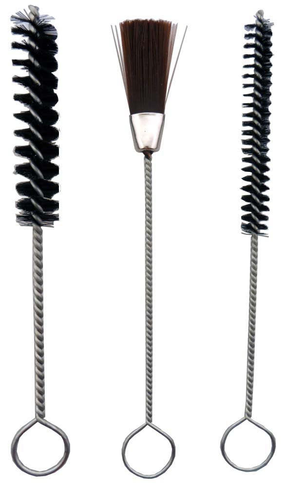 GRID 3 Piece Long Pipe Cleaning Brushes | 7½" (19 cm) Length | Wire-Wrapped & Broom Shaped | Designed for Spray Guns, Airbrushes & Electronics